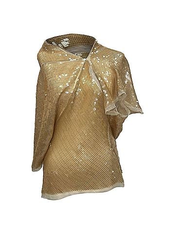 Rick Owens Rick Owens Cowl Neck Sequined Blouse in Beige Silk (view 1)