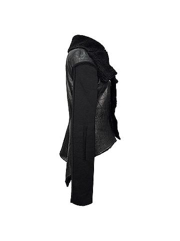 Rick Owens Rick Owens Naska Asymmetric Shearling Jacket in Black Lamb Leather (view 2)