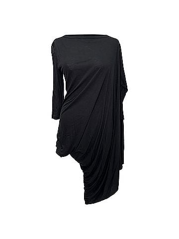 Rick Owens Rick Owens Long Sleeve Draped Mini Dress in Black Viscose (view 1)