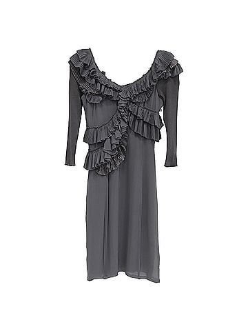 Burberry Burberry Ruffled Mini Dress in Grey Silk (view 1)