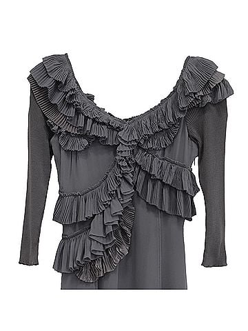 Burberry Burberry Ruffled Mini Dress in Grey Silk (view 2)