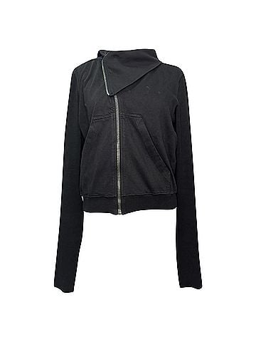 Rick Owens Rick Owens Asymmetric Zip-Up Sweatshirt in Black Cotton (view 1)
