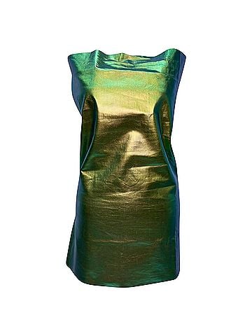 Rick Owens Rick Owens Athena Iridescent One-Shoulder Top in Green Cotton (view 1)