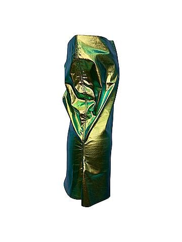 Rick Owens Rick Owens Athena Iridescent One-Shoulder Top in Green Cotton (view 2)