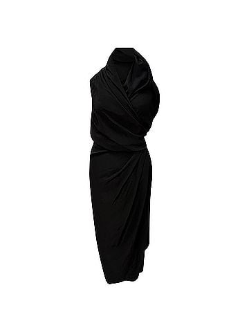 Rick Owens Rick Owens Cowl Neck Midi Dress in Black Silk (view 1)