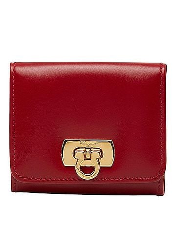 Salvatore Ferragamo Salvatore Ferragamo Gancini Wallet/Coin Purse, Red Gold Leather Plated, Women's (view 1)