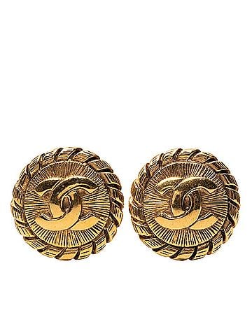 Chanel Chanel Coco Mark Round Earrings, Gold Plated, Women's CHANEL (view 1)