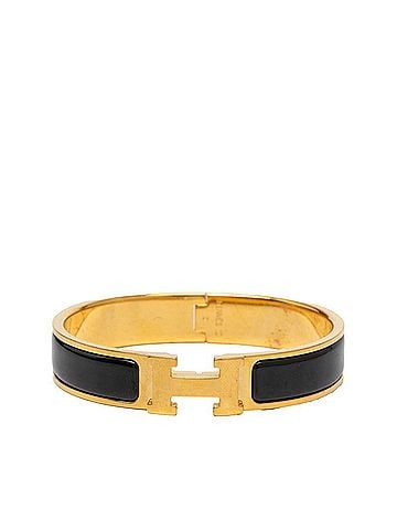 Hermès Hermes Click H PM Bangle, Gold, Black Plated, Enamel, Women's (view 1)