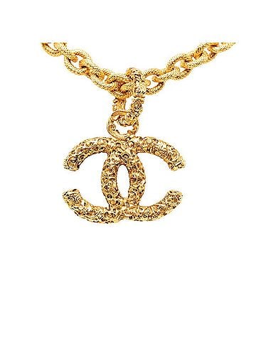 Chanel Chanel Coco Mark Lava Motif Necklace, Gold Plated, Women's CHANEL (view 2)
