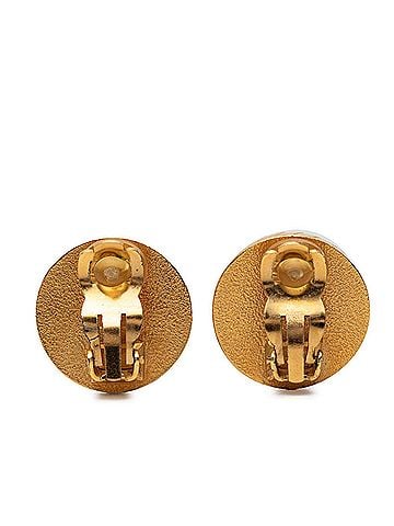 Chanel Chanel Coco Mark Vintage Earrings 97A Gold Black Plated Women's CHANEL (view 2)