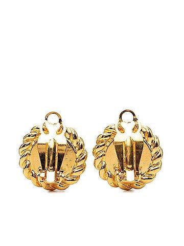 Céline Celine Round Pearl Earrings, Gold Plated, Women's (view 2)