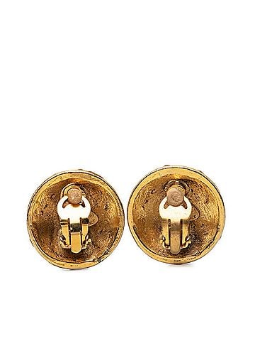 Chanel Chanel Coco Mark Vintage Earrings, Size 23, Gold Plated Rhinestone, Women's CHANEL (view 2)