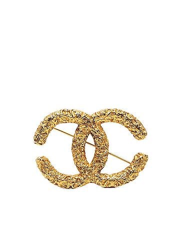 Chanel Chanel Coco Mark Lava Motif Brooch, Gold Plated, Women's CHANEL (view 1)