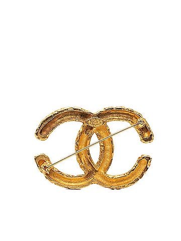 Chanel Chanel Coco Mark Lava Motif Brooch, Gold Plated, Women's CHANEL (view 2)