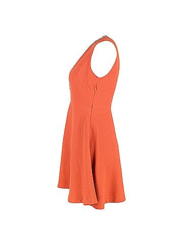 Sandro Sandro Plunge Neckline Mini Dress in Orange Polyester (view 2)
