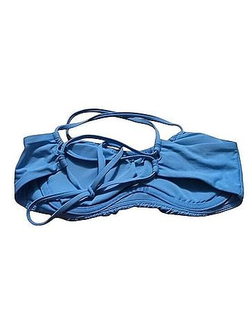 Calia by Carrie Underwood Pure Tranquil Blue Scrunched Tie Back Bikini Top Swimsuit Top (view 2)