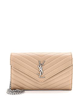 Saint Laurent Classic Monogram Wallet on Chain Matelasse Chevron Leather Medium (view 1)