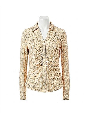 ESQUALO Star Pleated Blouse in Beige (view 1)