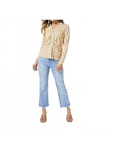 ESQUALO Star Pleated Blouse in Beige (view 2)