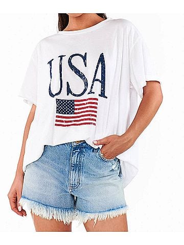 Show Me Your Mumu Airport Tee in Usa Flag Graphic (view 2)