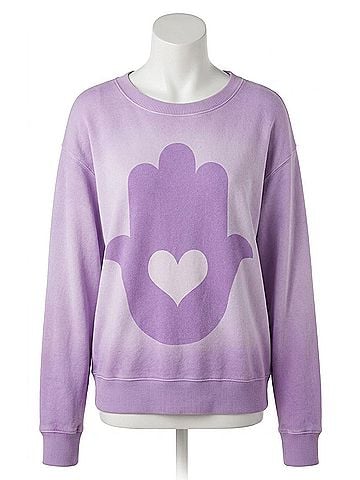 Chrldr Big Hamsa Heart Crewneck Sweatshirt in Sunfaded Orchid (view 1)