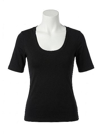 Enza Costa Italian Viscose Horseshoe Neck in Black (view 1)