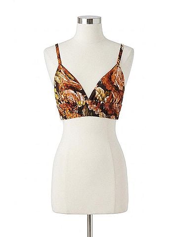 Astr Tevy Cropped Top in Brown Floral Print (view 1)