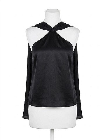 L'Agence Riviera Silk Halter Top in Black (view 1)