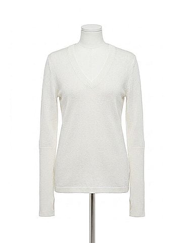Enza Costa Fine Cashmere V-Neck Top in Ivory (view 1)
