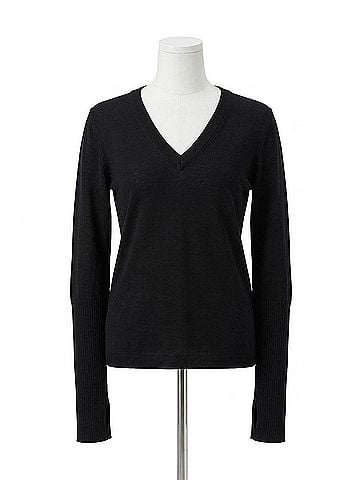 Enza Costa Fine Cashmere V-Neck Top in Black (view 1)