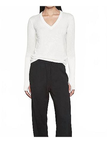 Enza Costa Fine Cashmere V-Neck Top in Ivory (view 2)