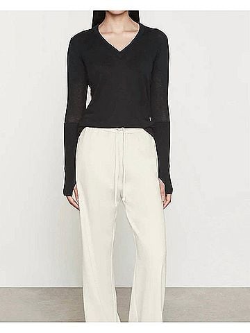 Enza Costa Fine Cashmere V-Neck Top in Black (view 2)