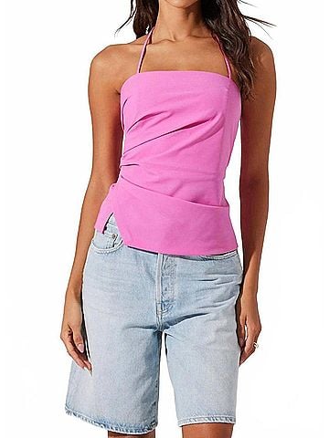 Astr Mel Halter Neck Top in Pink (view 2)