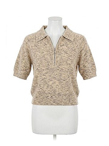 Central Park West Dylan Spacedye Polo Top in Oat (view 1)