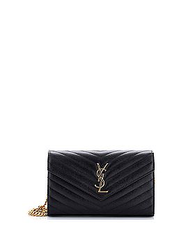 Saint Laurent Classic Monogram Wallet on Chain Matelasse Chevron Leather Medium (view 1)