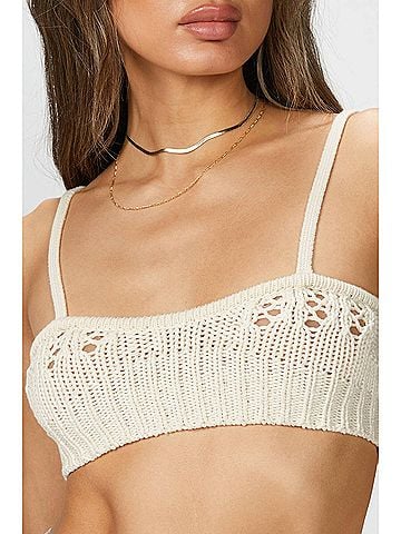 GOEN.J Crochet Knit Bra in Natural Beige (view 2)