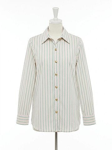 L'Agence Ellery Poplin Button-Down Shirt in Baby Pink/Sage Stripe (view 1)
