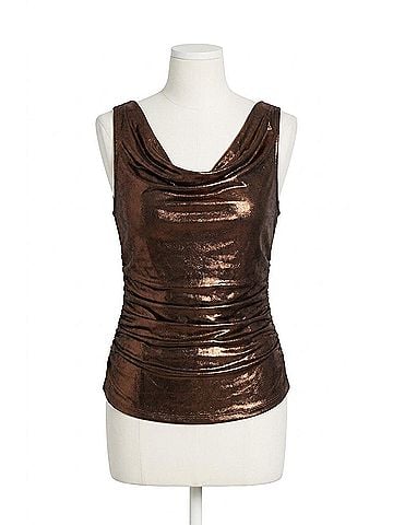 Astr Leanne Metallic Cowl Neck Top in Brown (view 1)