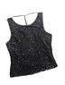 Stenay 100% Silk 100% Polyester Black Silver Sleeveless Blouse Size L - photo 1