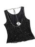 Stenay 100% Silk 100% Polyester Black Silver Sleeveless Blouse Size L - photo 2