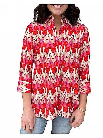Boho Chic Chevron Button Up Shirt in Abstract (view 2)