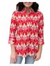 Boho Chic Red Chevron Button Up Shirt in Abstract Size S - photo 2