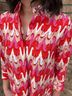 Boho Chic Red Chevron Button Up Shirt in Abstract Size S - photo 6