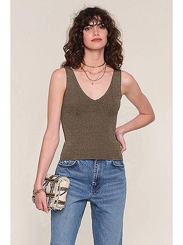 Heartloom Indra V-Neck Top in Olive (view 2)