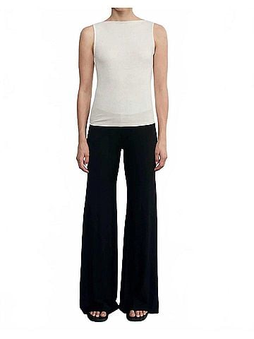 Enza Costa Silk Knit Sleeveless Boatneck Top in Canvas (view 2)