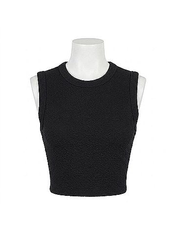 Enza Costa Textured Jacquard Cropped Tank Top in Black (view 1)