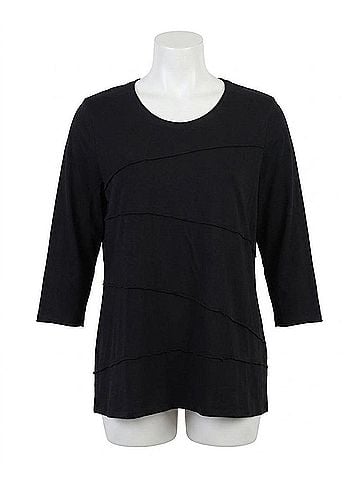 Focus Women's Tucked Cotton Top in Black (view 1)