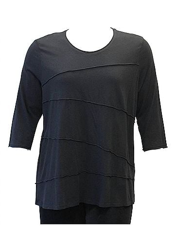 Focus Women's Tucked Cotton Top in Black (view 2)