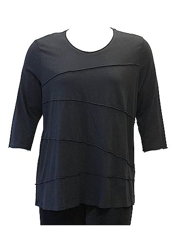Focus Women's Tucked Cotton Top in Black (view 2)