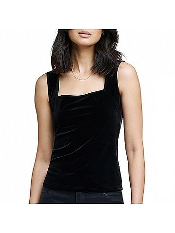 L'Agence Women's Kaeli Velvet Top in Black (view 2)